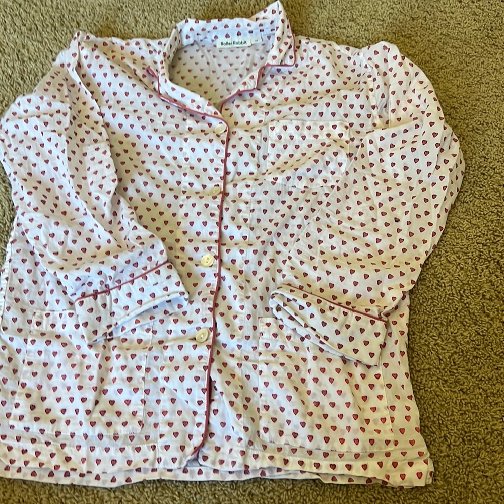 roller rabbit heart pajama shirt